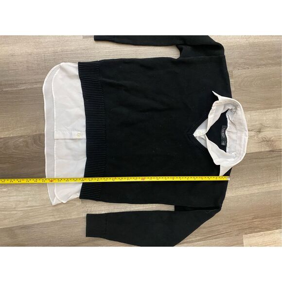 LAUREN Ralph Lauren Layered Cotton Sweater Black, Size Medium, MSRP $110 - Picture 3 of 11
